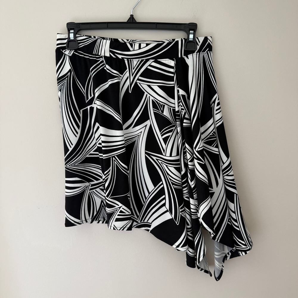 Banana Republic Black White Abstract Geometric Asymmetric Hem Skirt XS